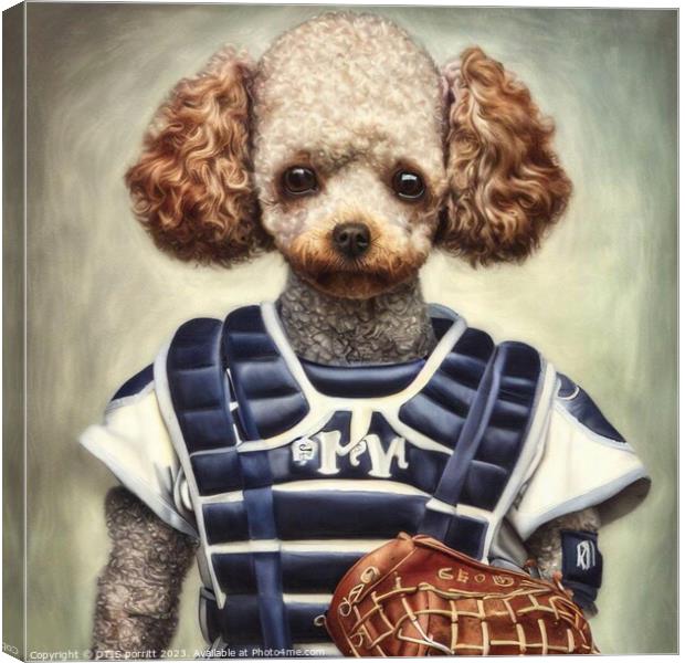 POODLE BASEBALL PLAYER 7 Canvas Print by OTIS PORRITT