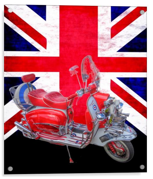 Red Lambretta. We Are The Mods. Acrylic by Beryl Curran