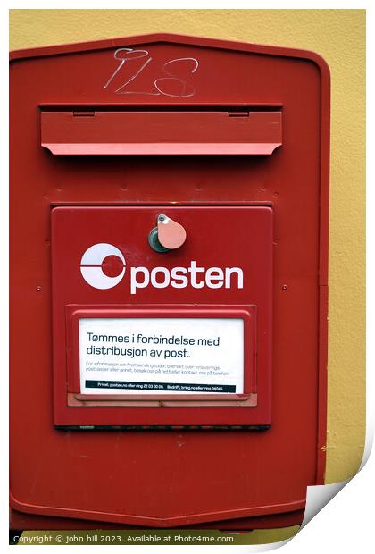 Norwegian wall post box Alesund, Norway Print by john hill