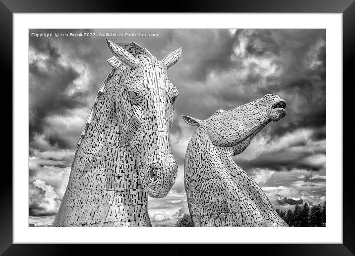 The Kelpies Framed Mounted Print by Len Brook