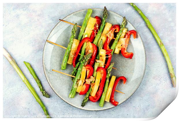 Vegetable skewers with asparagus and cheese. Print by Mykola Lunov Mykola