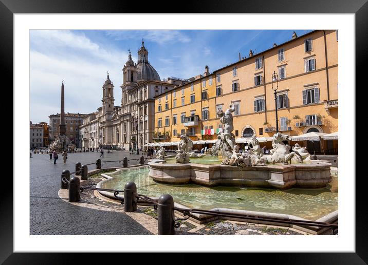 Fountain of Neptune at Piazza Navona in Rome Framed Mounted Print by Artur Bogacki