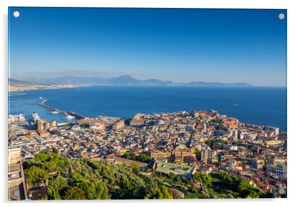 Naples City Cityscape And Bay Acrylic by Artur Bogacki