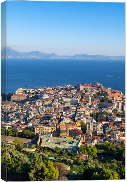 Naples City Cityscape And Sea Bay Canvas Print by Artur Bogacki