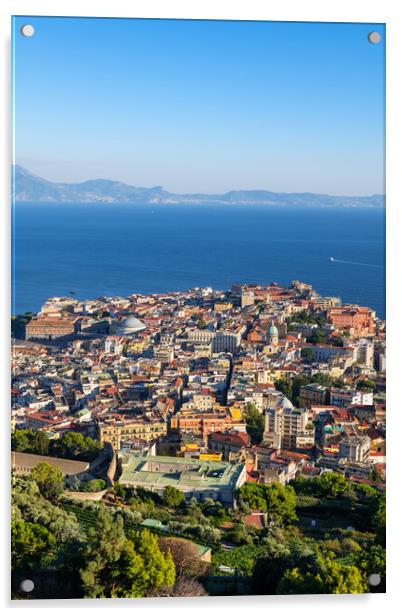 Naples City Cityscape And Sea Bay Acrylic by Artur Bogacki