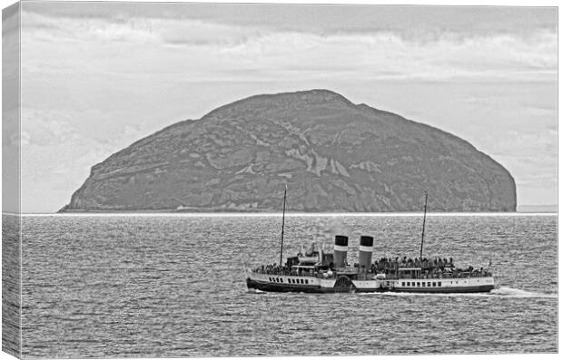 Waverley paddle steamer and Ailsa Craig Canvas Print by Allan Durward Photography