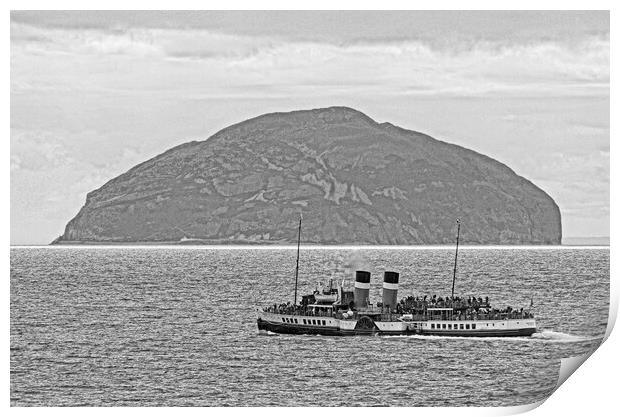 Waverley paddle steamer and Ailsa Craig Print by Allan Durward Photography
