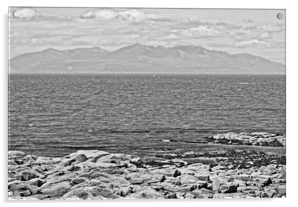 Arran mountains viewed from Troon (abstract)  Acrylic by Allan Durward Photography