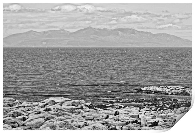 Arran mountains viewed from Troon (abstract)  Print by Allan Durward Photography