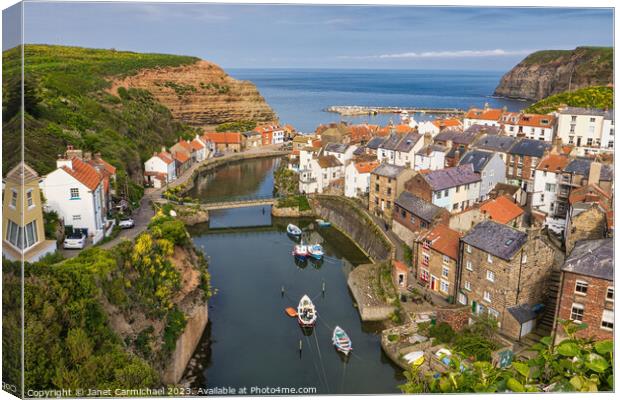Staithes Rooftops Canvas Print by Janet Carmichael