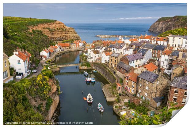 Staithes Rooftops Print by Janet Carmichael