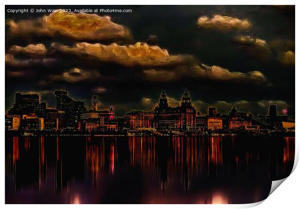 Liverpool Waterfront Skyline (Digital Art)  Print by John Wain