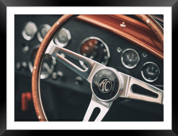 AC Cobra Steering Wheel Framed Mounted Print by Dave Bowman