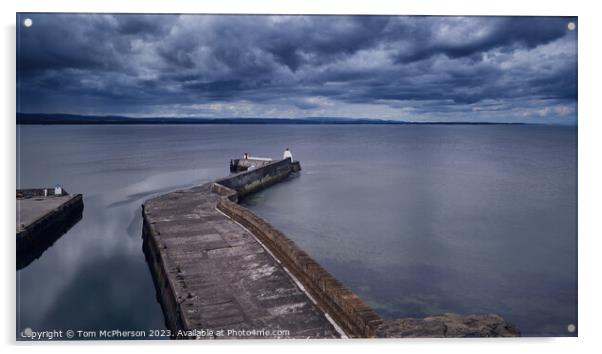 Pictish Heritage: Burghead Pier Acrylic by Tom McPherson