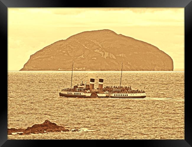 PS Waverley and Ailsa Craig (sepia) Framed Print by Allan Durward Photography