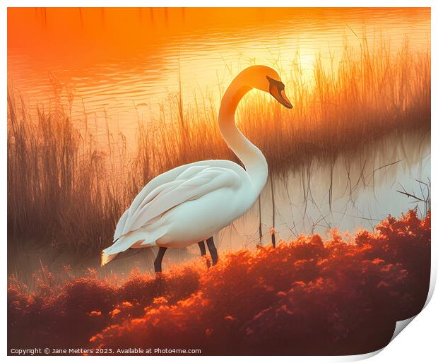 A Majestic Swan Print by Jane Metters