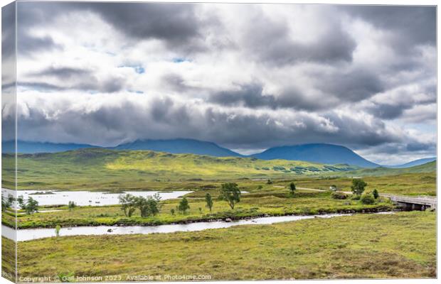 Small islamds and trees on Rannoch Moor Canvas Print by Gail Johnson