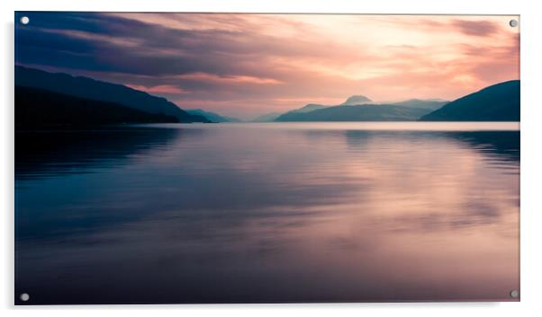 Loch Ness Sunset Acrylic by John Frid