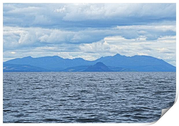 Mountain peaks on Arran from Maidens Print by Allan Durward Photography