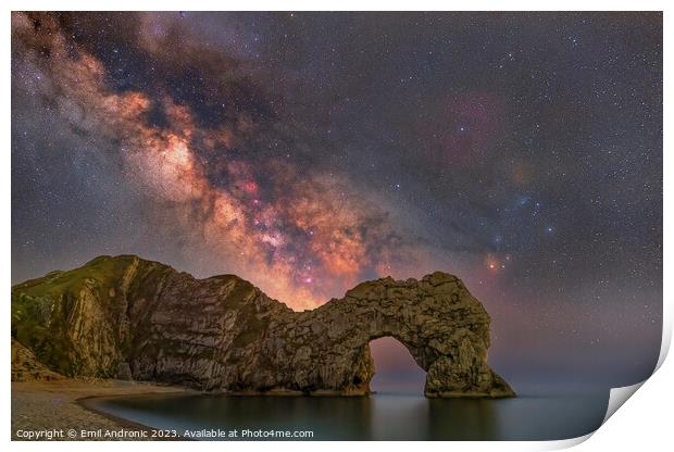Milky-Way over Durdle Door Print by Emil Andronic