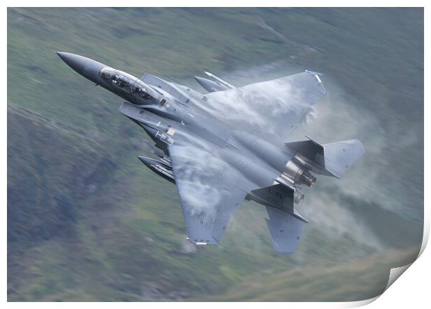 F15 Eagle pulling out of low level Print by Rory Trappe