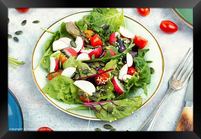 Fresh salad with vegetables, vegan recipe. Framed Print by Mykola Lunov Mykola