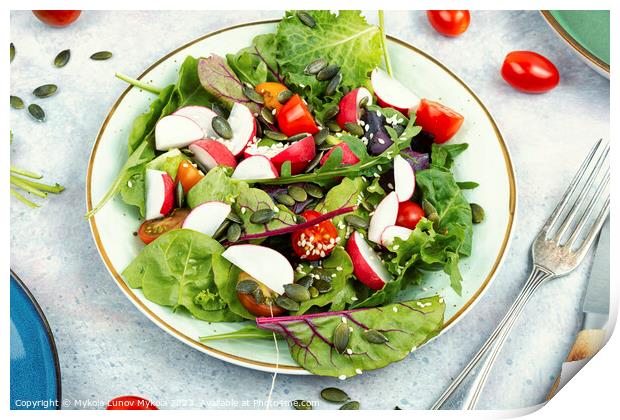 Fresh salad with vegetables, vegan recipe. Print by Mykola Lunov Mykola