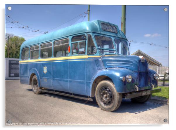 Blue bus Guy Acrylic by Rob Hawkins