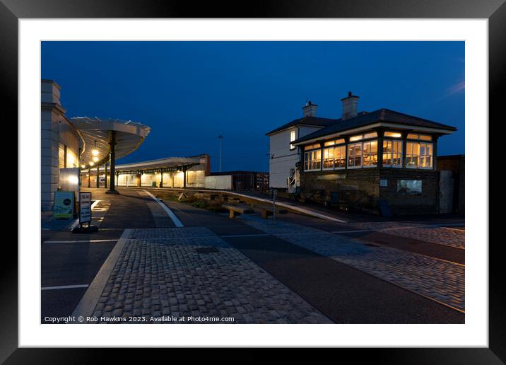 Folkestone Harbour station twylight Framed Mounted Print by Rob Hawkins