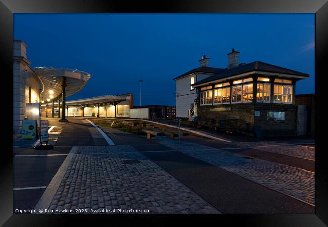 Folkestone Harbour station twylight Framed Print by Rob Hawkins