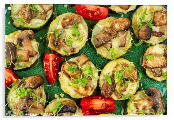 Baked zucchini with mushrooms Acrylic by Mykola Lunov Mykola