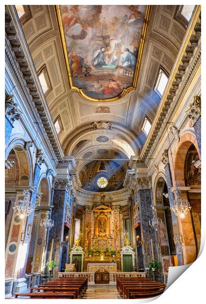 Santa Maria in Via Basilica Church In Rome Print by Artur Bogacki