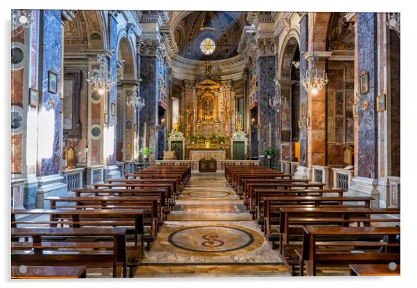 Santa Maria in Via Interior In Rome Acrylic by Artur Bogacki