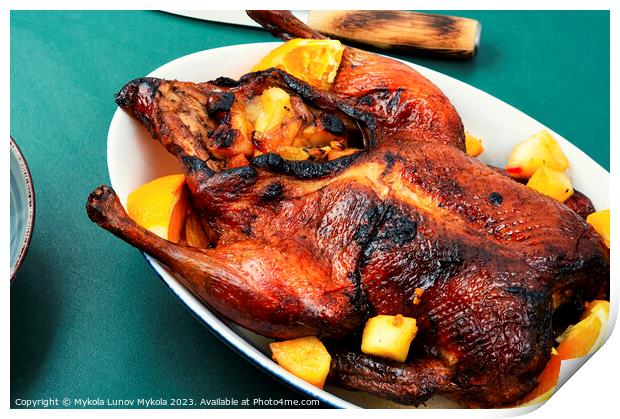 Roast duck with caramelized apples Print by Mykola Lunov Mykola