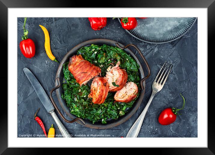 Chicken roll and vegetables garnish Framed Mounted Print by Mykola Lunov Mykola