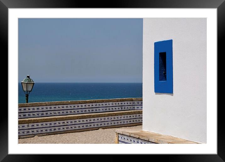 Blue an white church in Ericeira, Portugal Framed Mounted Print by Lensw0rld 