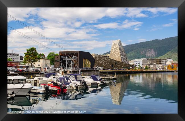 Andalsnes Town Harbour in Norway Framed Print by Pearl Bucknall