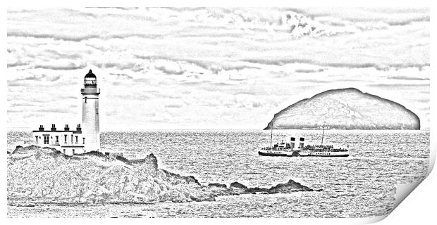 Waverley passing Turnberry lighthouse  (abstract) Print by Allan Durward Photography