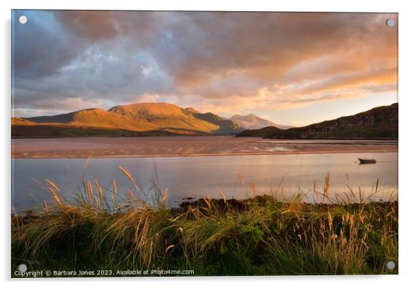 Kyle of Durness Sunset NC500 Scotland. Acrylic by Barbara Jones