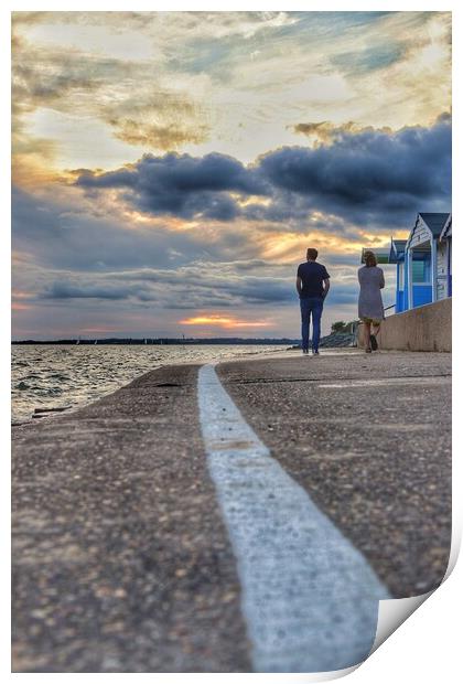 Walking into the  sunset colours across the river Colne In  Brightlingsea.  Print by Tony lopez