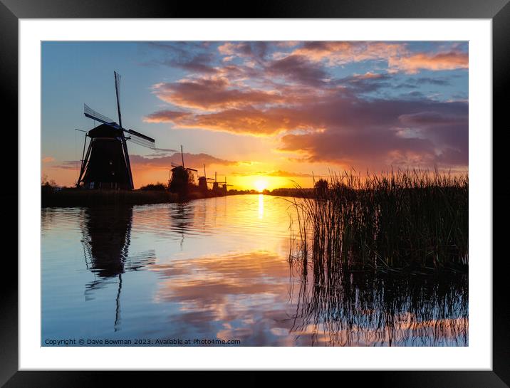 Kinderdijk Sunrise Framed Mounted Print by Dave Bowman
