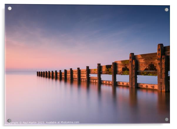 Hampton Pier Groyne at Sunset Acrylic by Paul Martin