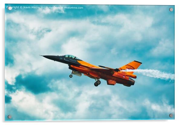 Royal Netherlands Air Force Dutch F-16 Solo Displa Acrylic by Navin Mistry