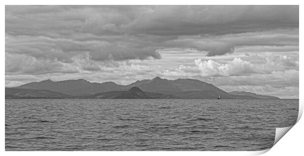 Arran`s mountains from Maidens, Ayrshire Print by Allan Durward Photography