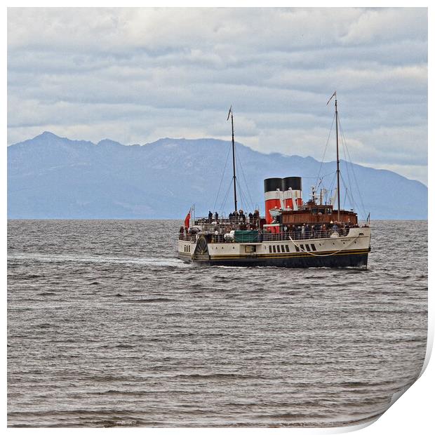 PS Waverley and Arran mountains Print by Allan Durward Photography