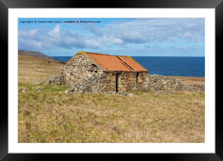 Stone Building on coast of Scotland Framed Mounted Print by David Hare
