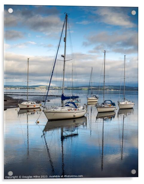 Dinghies at Cramond, Edinburgh Acrylic by Douglas Milne