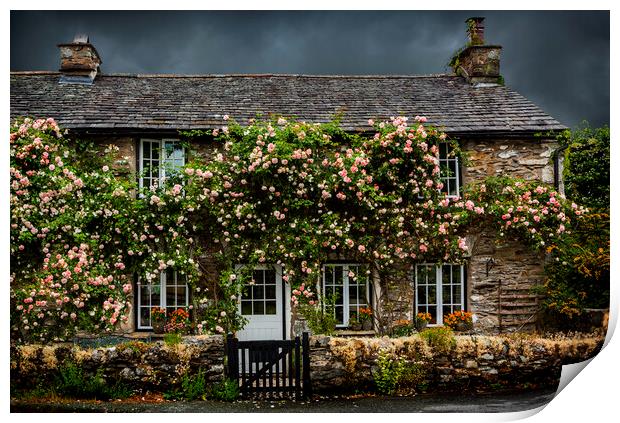 Garth Row Cottage, Lake District Cumbria Print by Maggie McCall
