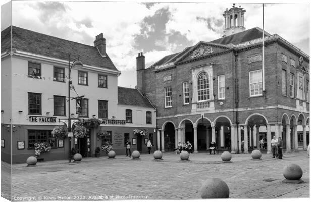 The historic Guildhall and the Falcon pub on High Street.  Canvas Print by Kevin Hellon