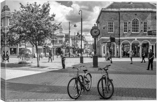 Bicycles in front of the Millenium clock, High Wycombe  Canvas Print by Kevin Hellon